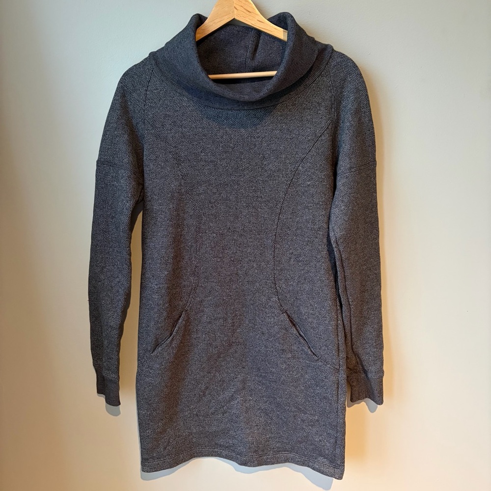 LOLE Cowl Neck Sweater Dress Size Small Women’s Dark Gray Fleece Lining‎ Cozy